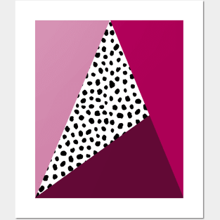 Geometric Polka Dot, Pink, Raspberry Red and Burgundy Posters and Art